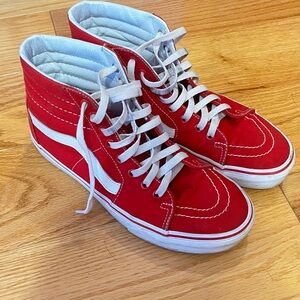 Women’s red high top vans—Size 9